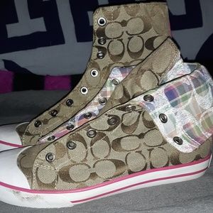 Womens New Coach signature canvas Hi-Top sneakers